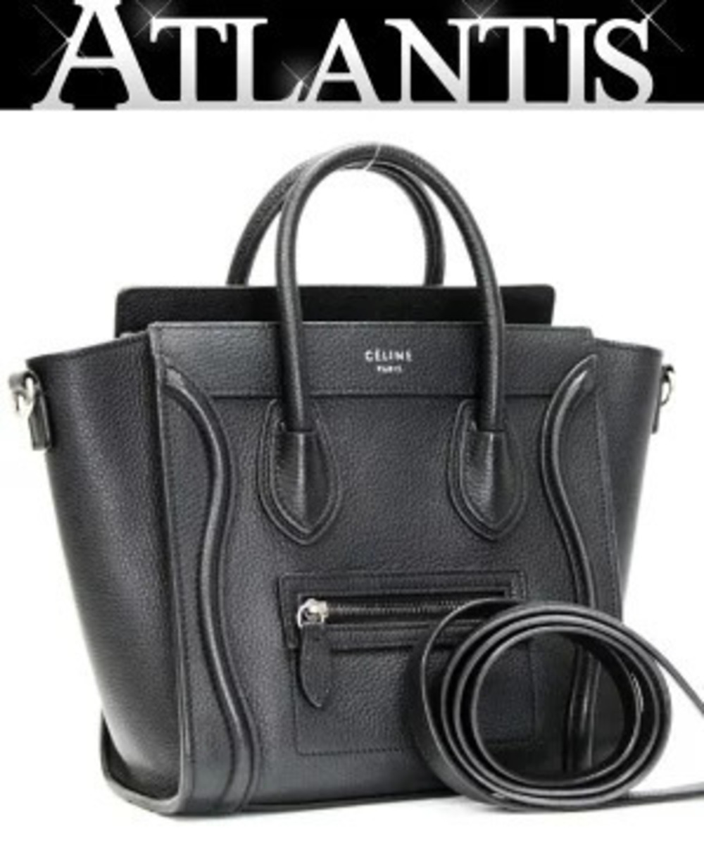 Celine Luggage Tote Shopper Bag Leather Black